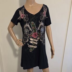 Brad Butter Black Graphic T-Shirt Dress